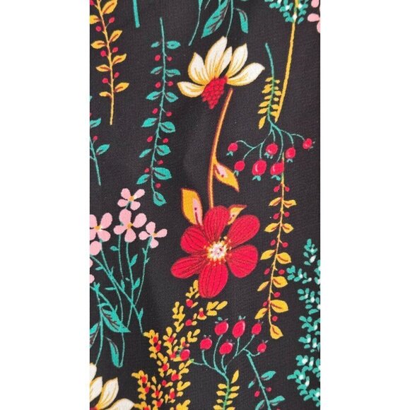 Floral Blouse Black Multi Color Nine West S Long Sheer Sleeve Lined Body Career - Picture 13 of 13